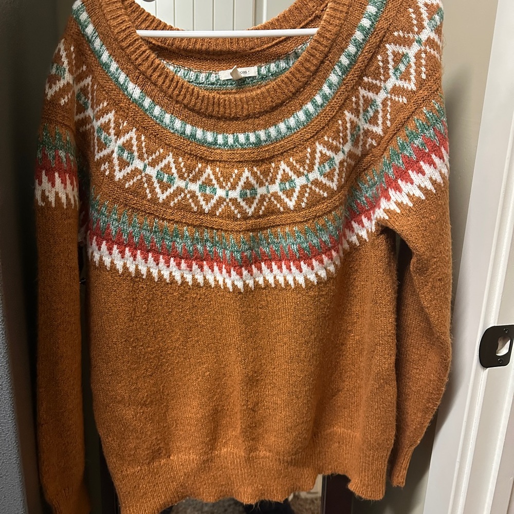 Maurices Fair Isle Knit Sweater - Orange Rust color